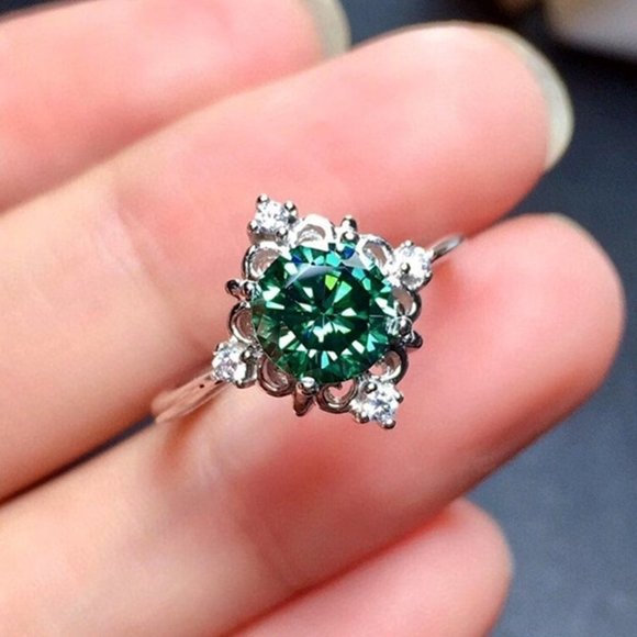 High Quality Zircon Ring Green Crystal CZ Rings For Women, HA4435-6 - Picture 1 of 6